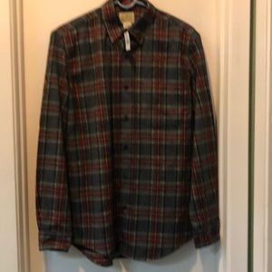 LL Bean Plaid flannel shirt grey & red